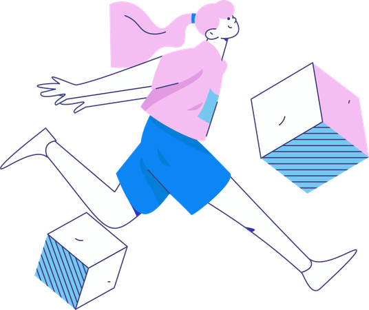 Woman running in park  Illustration