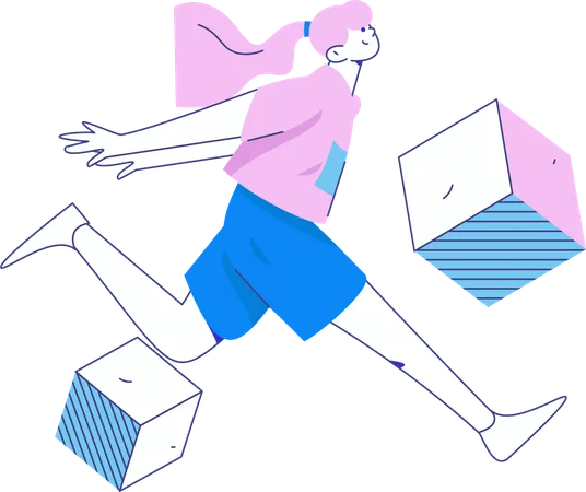 Woman running in park  Illustration