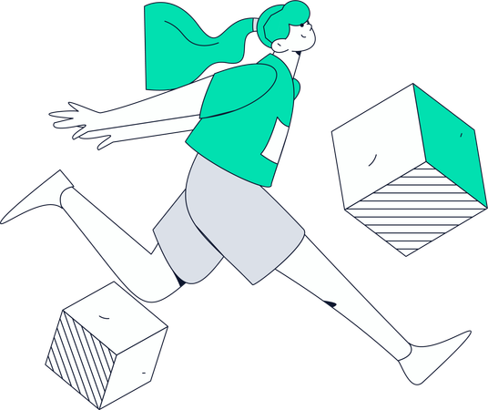 Woman running in park  Illustration