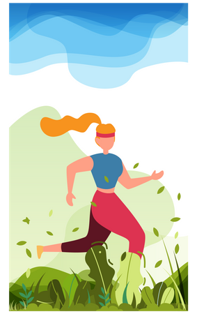 Woman running in park  Illustration