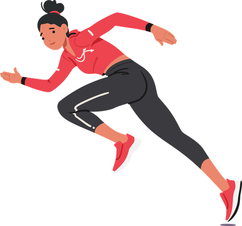 Woman running in running race  Illustration