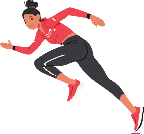 Woman running in running race  Illustration