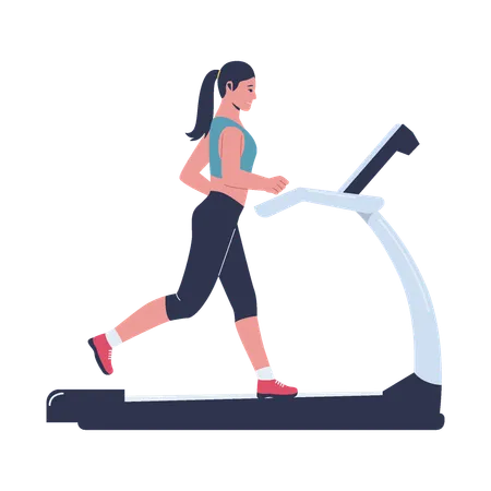 Woman running on treadmill  Illustration