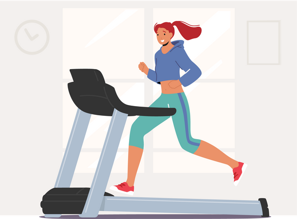 Woman Running on Treadmill Illustration
