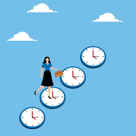 Woman running on watches  Illustration