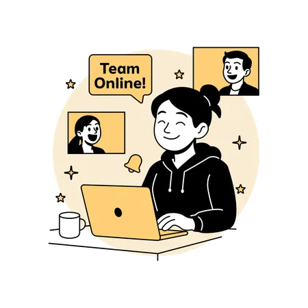 Woman Running  Remote Startup Team  Illustration