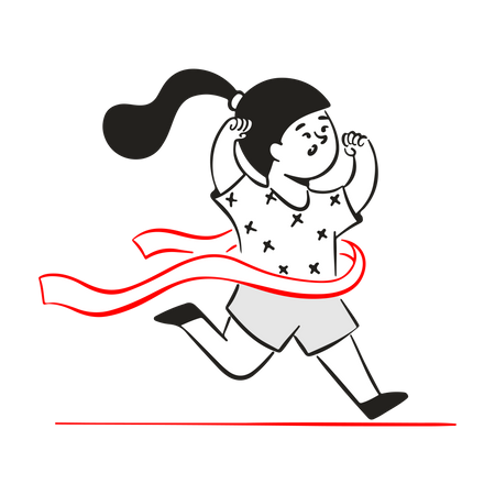 Woman running to finish line  Illustration