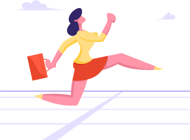 Woman running to win the race Illustration