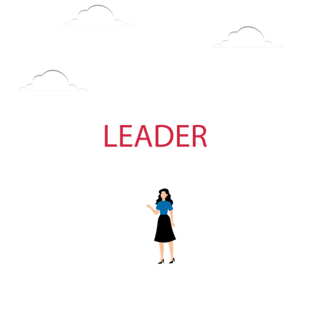 Woman Running Up Leader's Cubes  Illustration