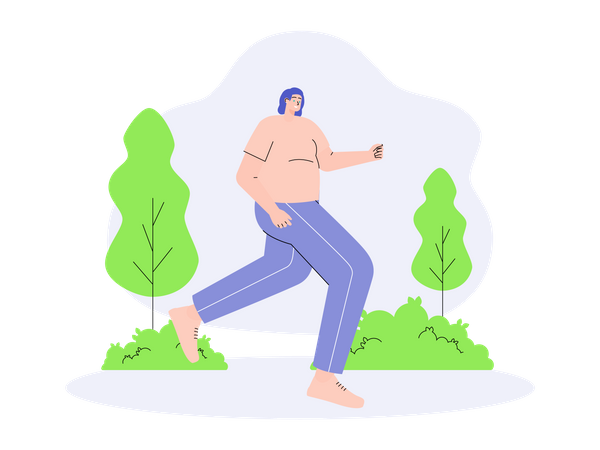 Woman running while tracking health  Illustration