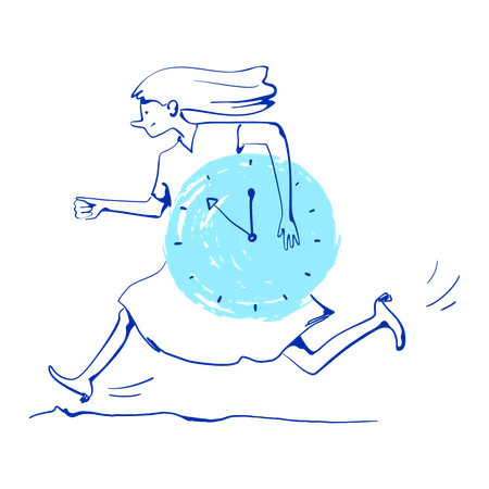 Woman running with clock  Illustration