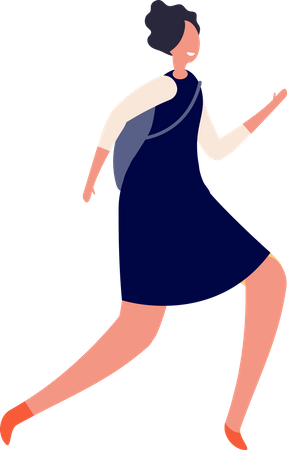 Woman Running With Hand Bag Illustration