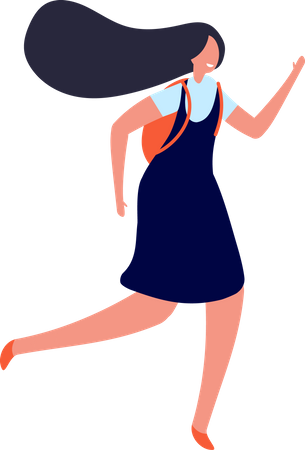 Woman Running With Hand Bag Illustration