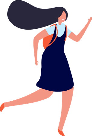 Woman Running With Hand Bag  Illustration