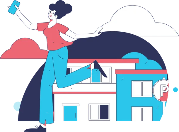 Woman runs away from home  Illustration