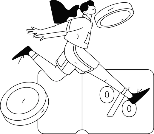 Woman runs for shopping during sale period  Illustration
