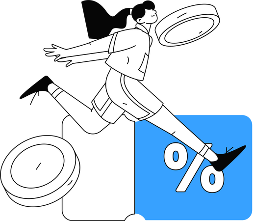 Woman runs for shopping during sale period  Illustration