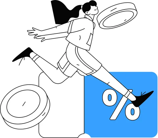 Woman runs for shopping during sale period  Illustration