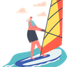 illustrations of woman enjoying watersport