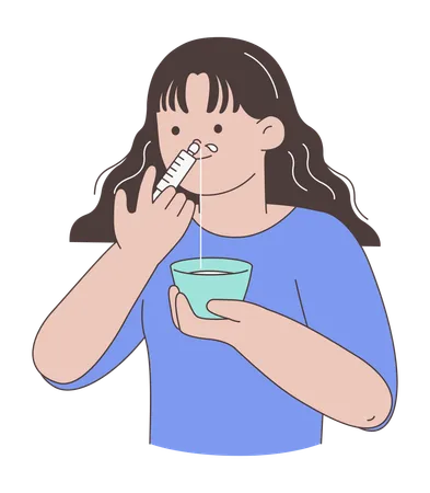 Woman Saline Nasal Wash  Illustration