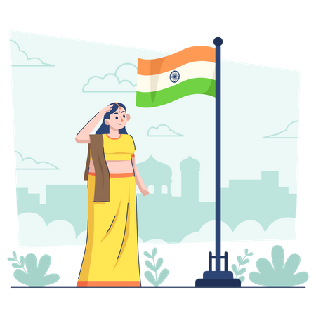 Woman saluting on Indian republic day Illustration