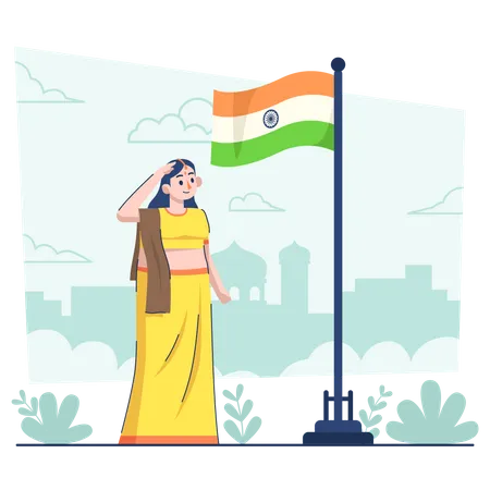 Woman saluting on Indian republic day Illustration