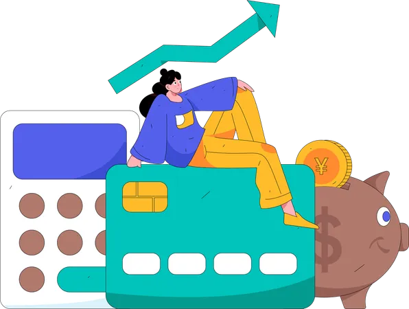 Woman saving credit  Illustration