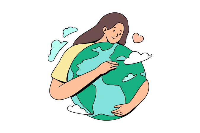 Woman saving earth  Illustration