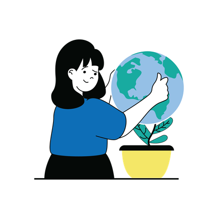 Woman saving earth  Illustration