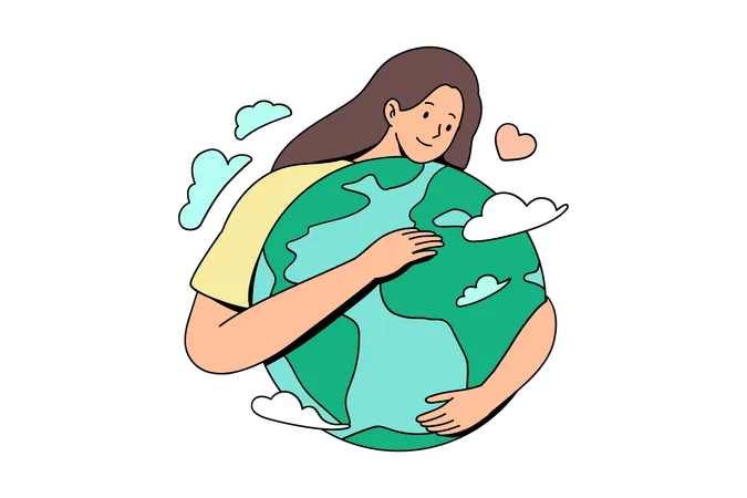 Woman saving earth  Illustration