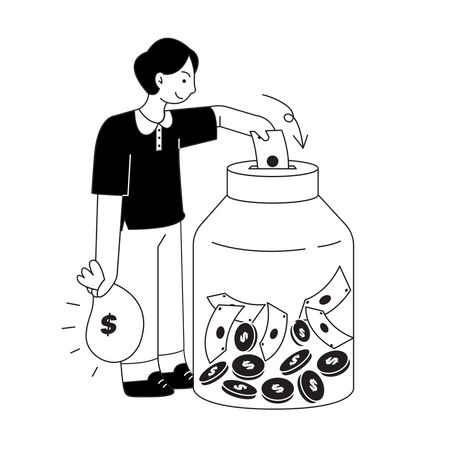 Woman Saving money Illustration