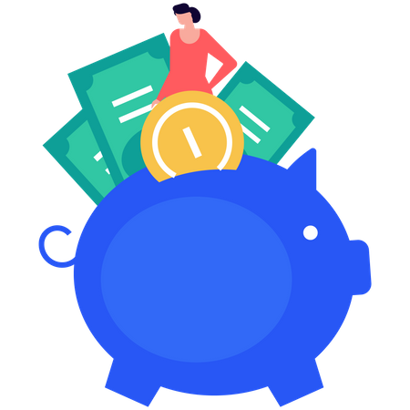 Woman saving money  Illustration