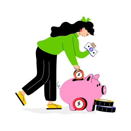 Woman Saving Money  Illustration