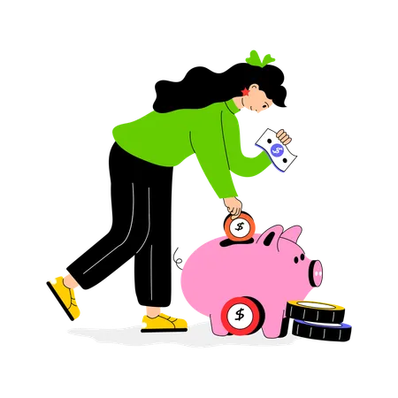 Woman Saving Money  Illustration