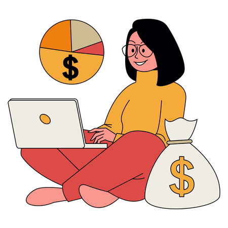 Woman Saving Money  Illustration