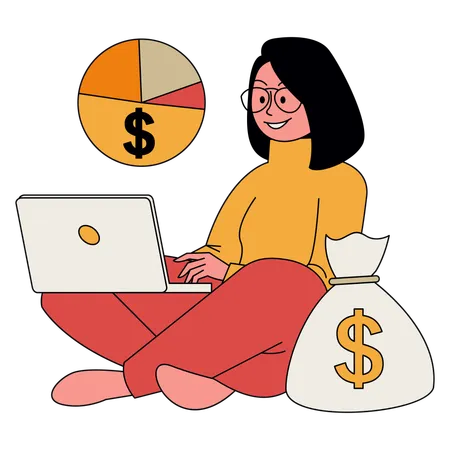 Woman Saving Money  Illustration