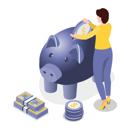 Woman saving money  Illustration