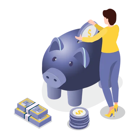 Woman saving money  Illustration