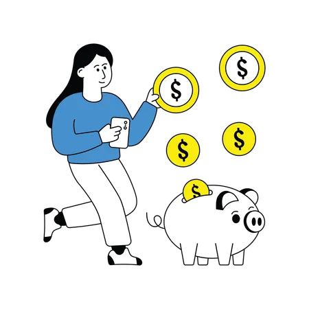 Woman Saving Money  Illustration