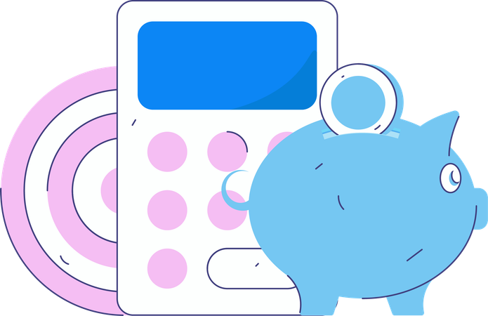 Woman saving money in piggy bank  Illustration