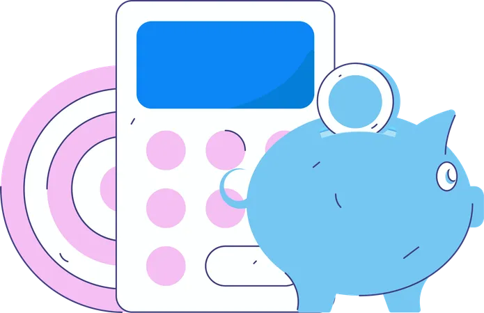 Woman saving money in piggy bank  Illustration