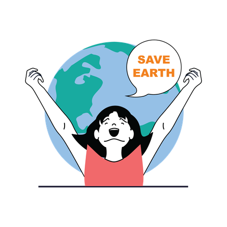 Woman saying Save Earth  Illustration