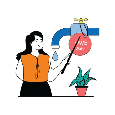 Woman saying to Save Earth  Illustration