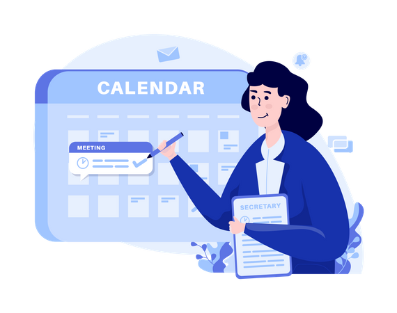 Woman schedules an appointment meeting  イラスト