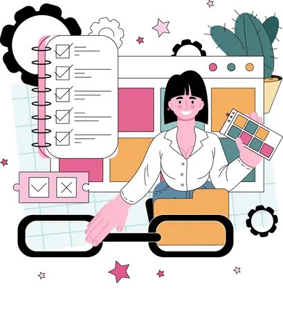 Woman schedules business tasks  Illustration