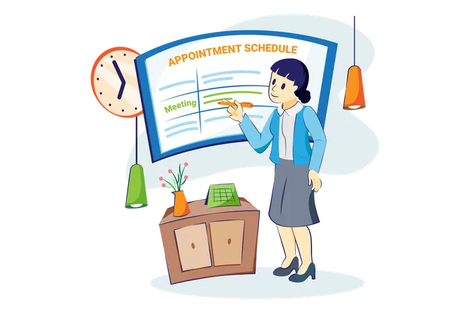 Woman scheduling appointment meeting Illustration