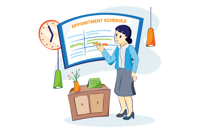 Woman scheduling appointment meeting  Illustration