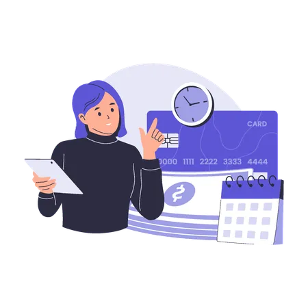 Woman scheduling Instalment Payment  Illustration