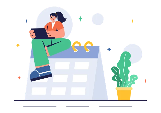 Woman Scheduling work plan  Illustration