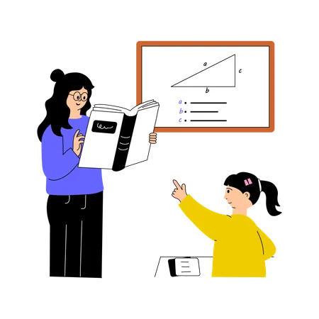 Woman School Teacher Teaching in classroom  Illustration